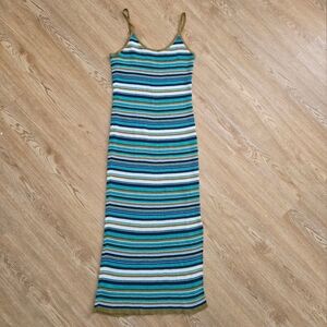 Striped Blue and Green Maxi Dress